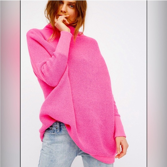 NWT Free People Ottoman Oversized Slouchy Ribbed Knit Raspberry Rose Pink Small - Picture 4 of 16